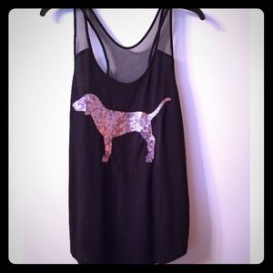 VS PINK Bling Tank With Mesh